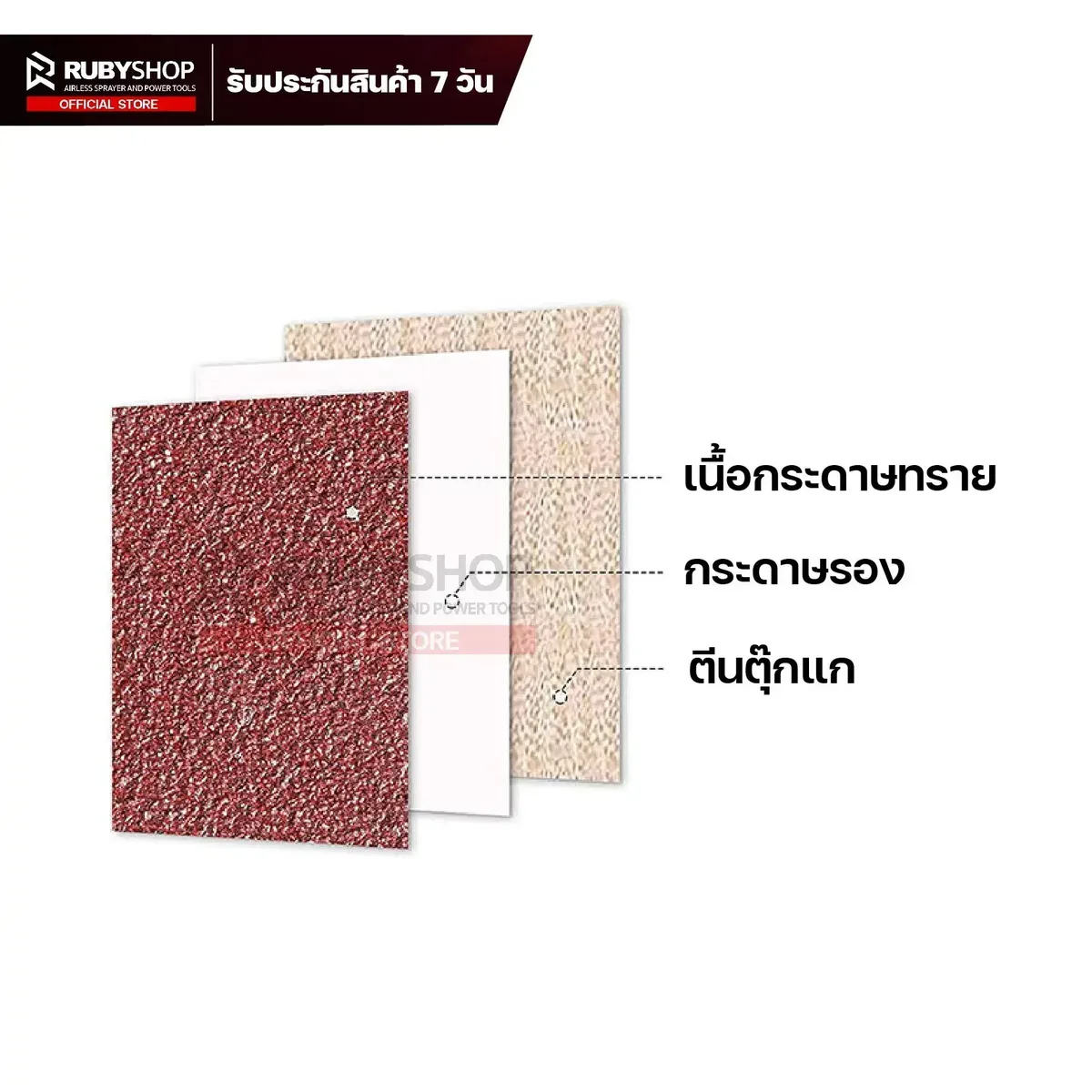 RUBYSHOP กระดาษทรายกลมสักหลาด เบอร์ 120 ขนาด 9 นิ้ว 6 รู (แพ็ก 50 ชิ้น) สำหรับเครื่องขัดผนัง รุ่น RB-DWS-225B | sandpaper วิธีใช้งาน