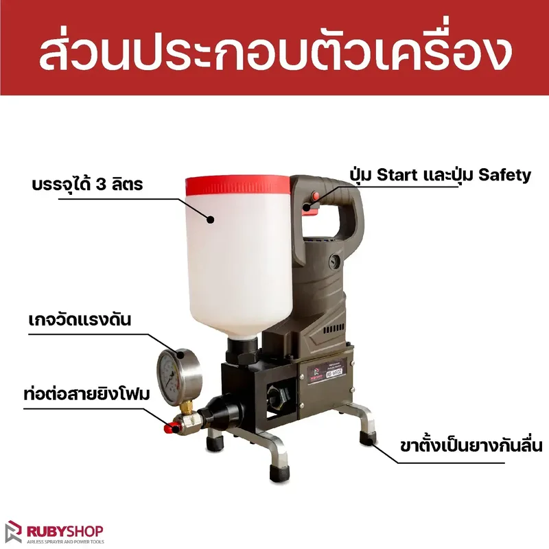 RUBYSHOP เครื่องยิงโฟม ยิงอิพ๊อกซี่ ขนาดเล็ก ยิง PU Foam Injection กันรั่วซึม ปิดรอยต่างๆรุ่น RB-WE02 - NN-2443-45AKN